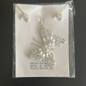 Silver Butterfly Jewelry Set